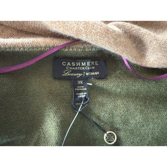 NWT Charter Club Luxury Woman Cashmere Color Block Long Sleeve Cardigan Sz 3X - Picture 7 of 11